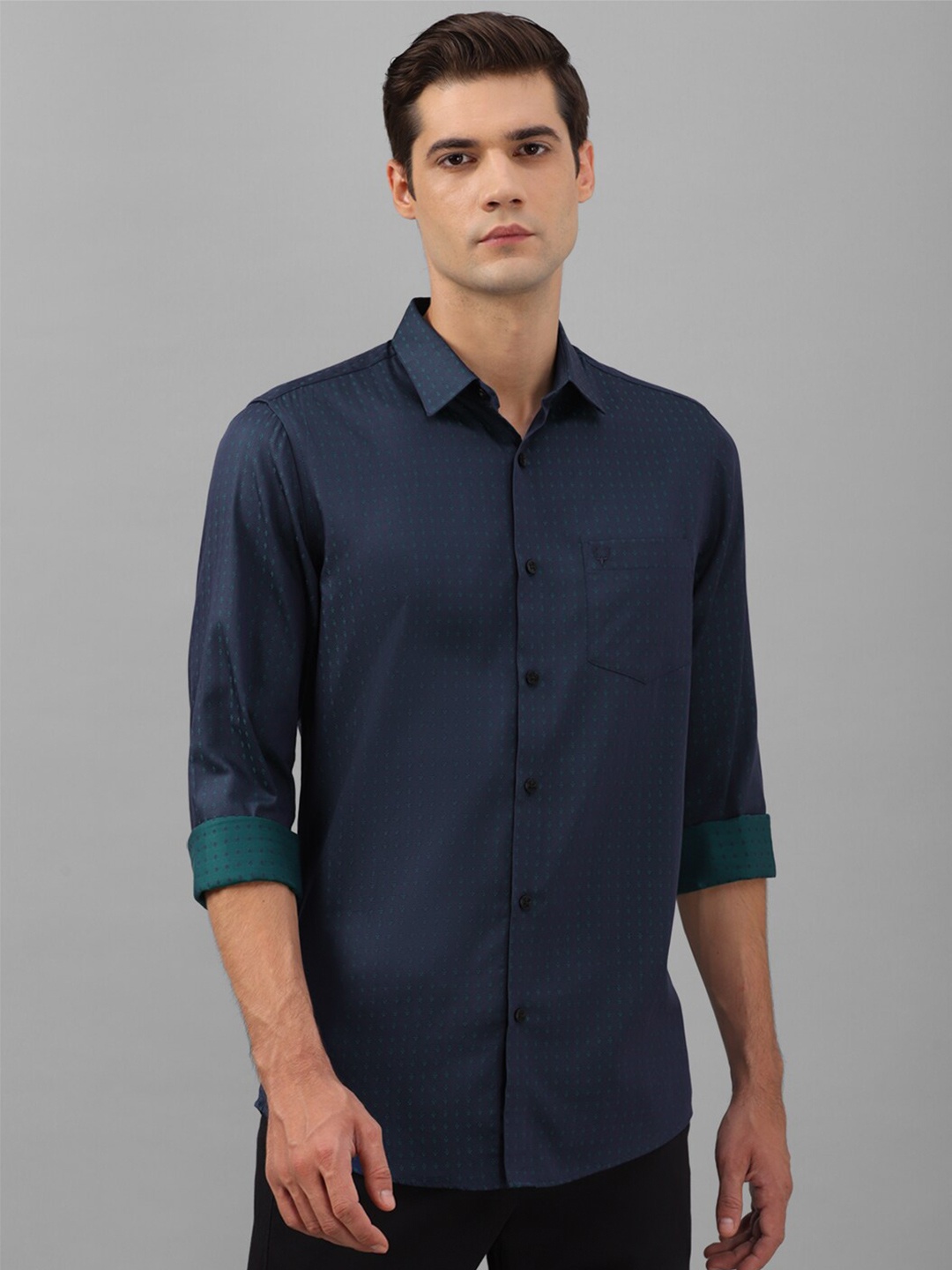 

Allen Solly Slim Fit Pure Cotton Casual Shirt, Navy blue