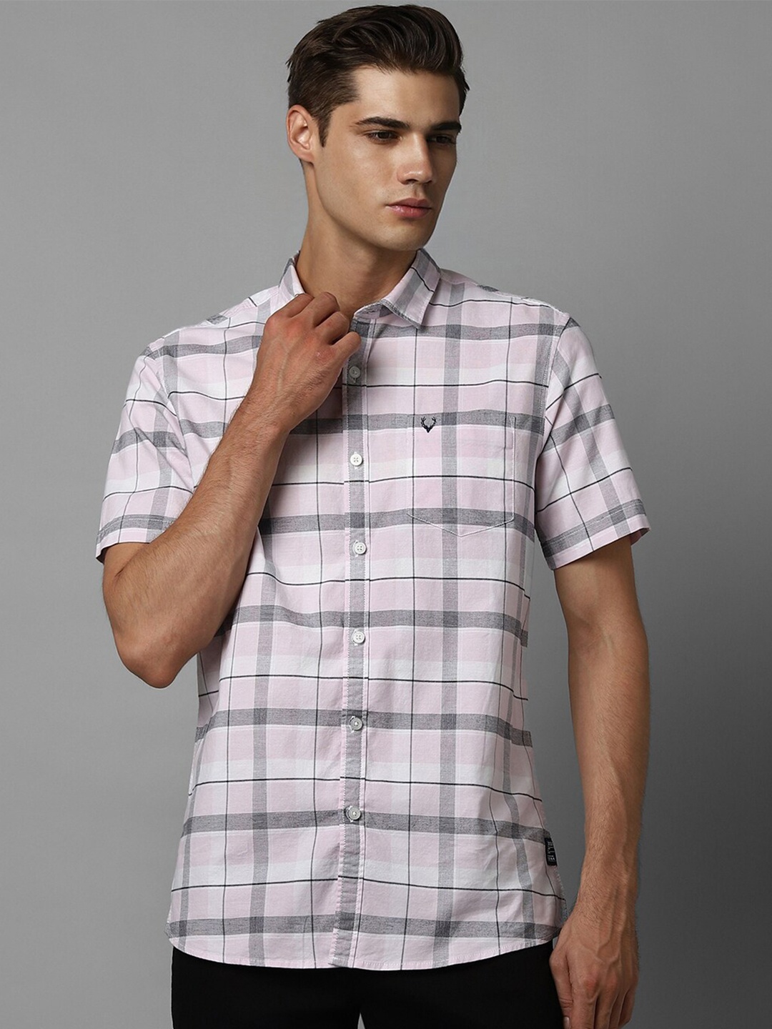

Allen Solly Checked Spread Collar Short Sleeves Casual Shirt, Pink