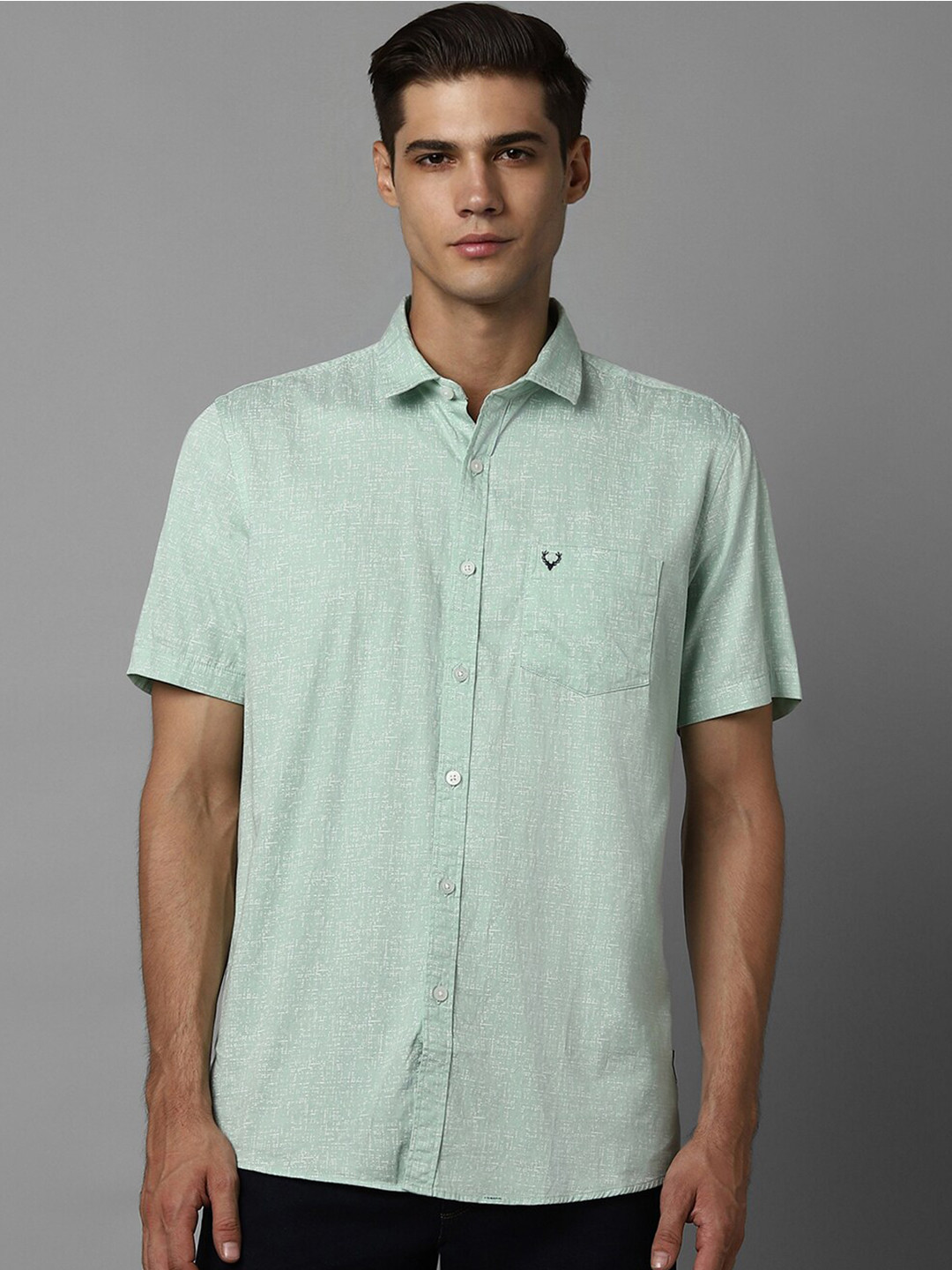 

Allen Solly Custom Fit Printed Cotton Casual Shirt, Green