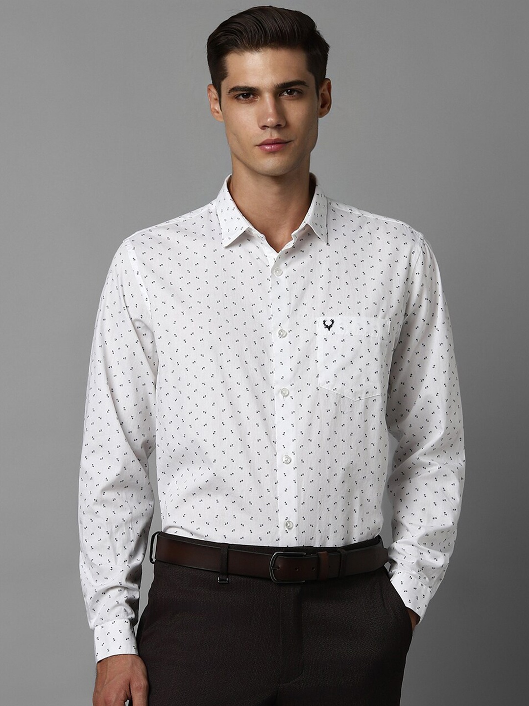 

Allen Solly Slim Fit Printed Cotton Formal Shirt, White