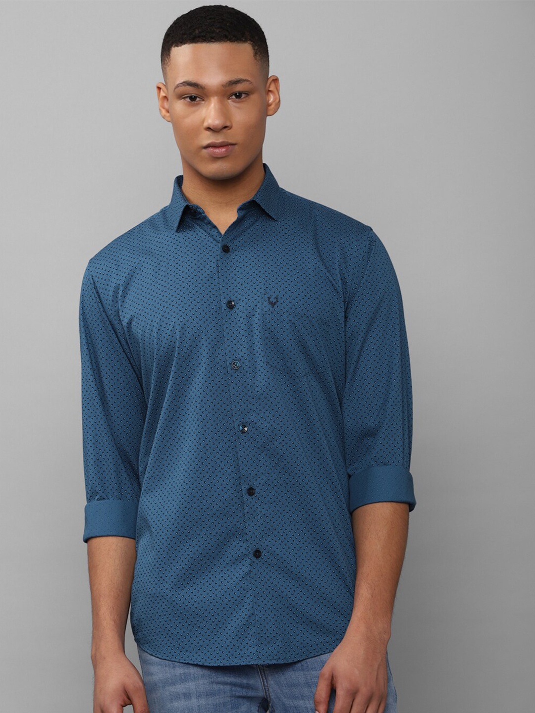 

Allen Solly Cotton Spread Collar Slim Fit Straight Formal Shirt, Blue