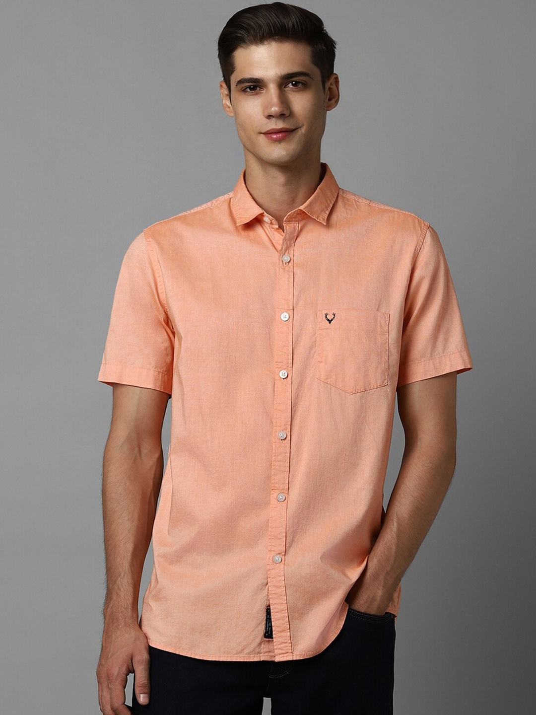 

Allen Solly Custom Fit Solid Cotton Casual Shirt, Peach