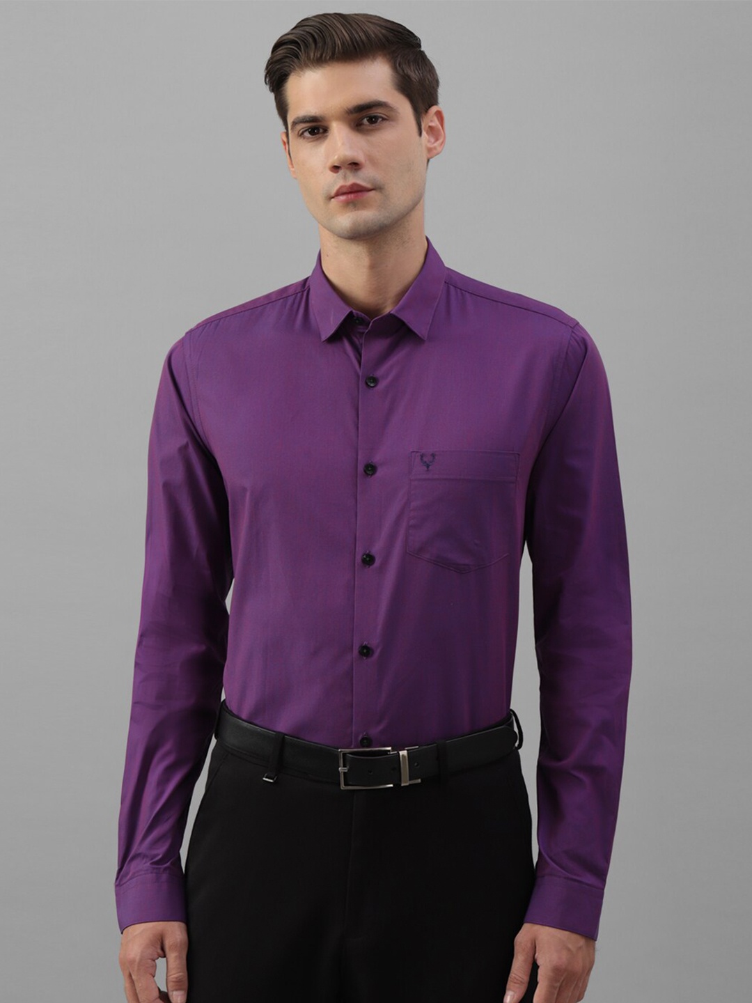 

Allen Solly Spread Collar Long Sleeves Cotton Slim Fit Opaque Formal Shirt, Purple