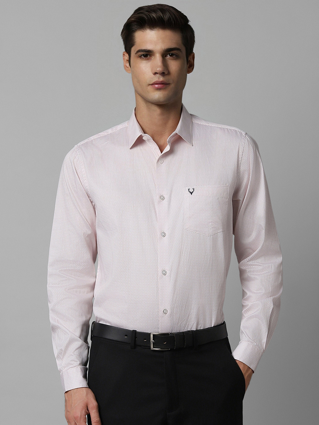 

Allen Solly Striped Printed Spread Collar Cotton Slim Fit Formal Shirt, Pink
