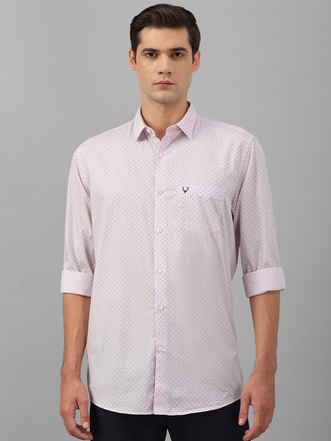 

Allen Solly Slim Fit Printed Spread Collar Long Sleeves Cotton Casual Shirt, Pink