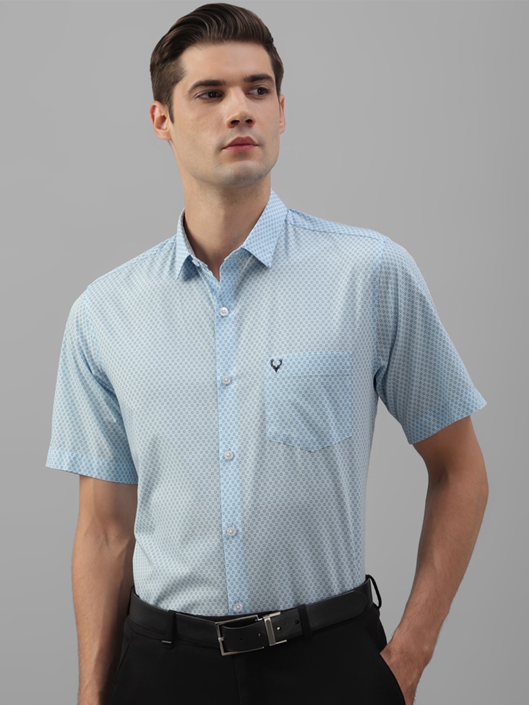 

Allen Solly Slim Fit Printed Cotton Formal Shirt, Blue