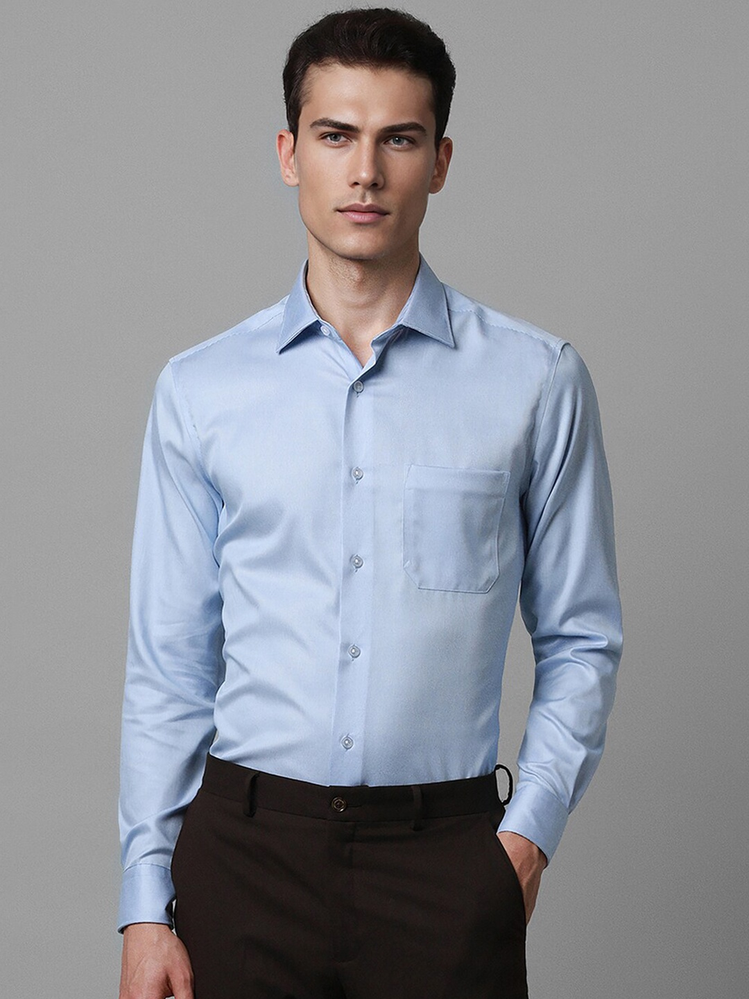 

Louis Philippe Self Design Cotton Regular Fit Opaque Formal Shirt, Blue