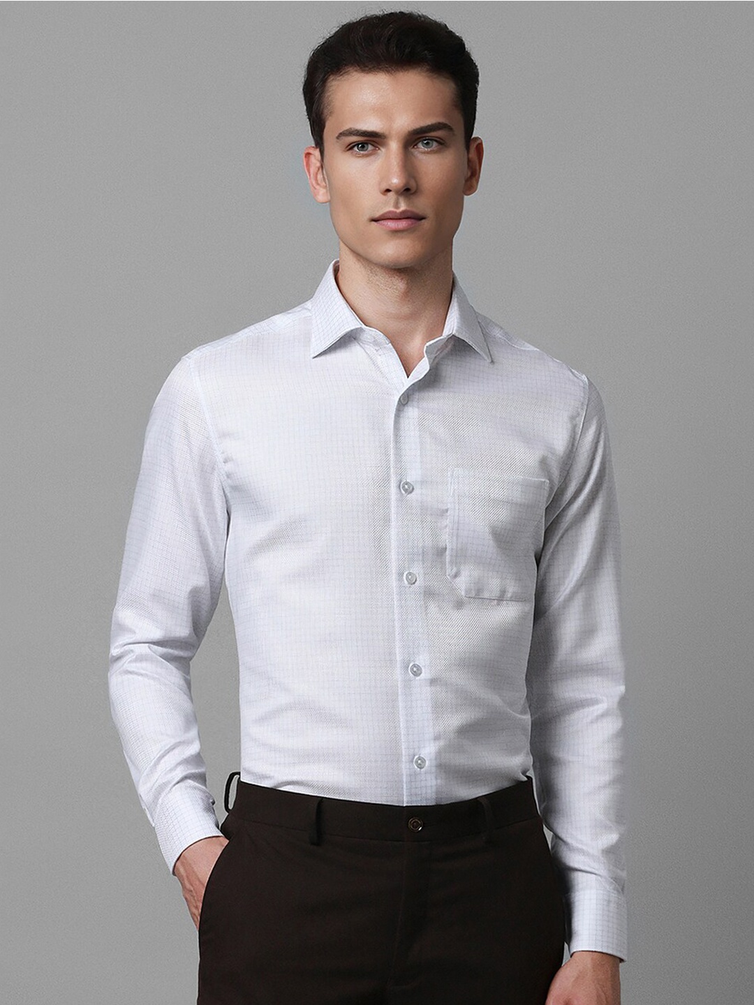 

Louis Philippe Checked Cotton Regular Fit Opaque Formal Shirt, White