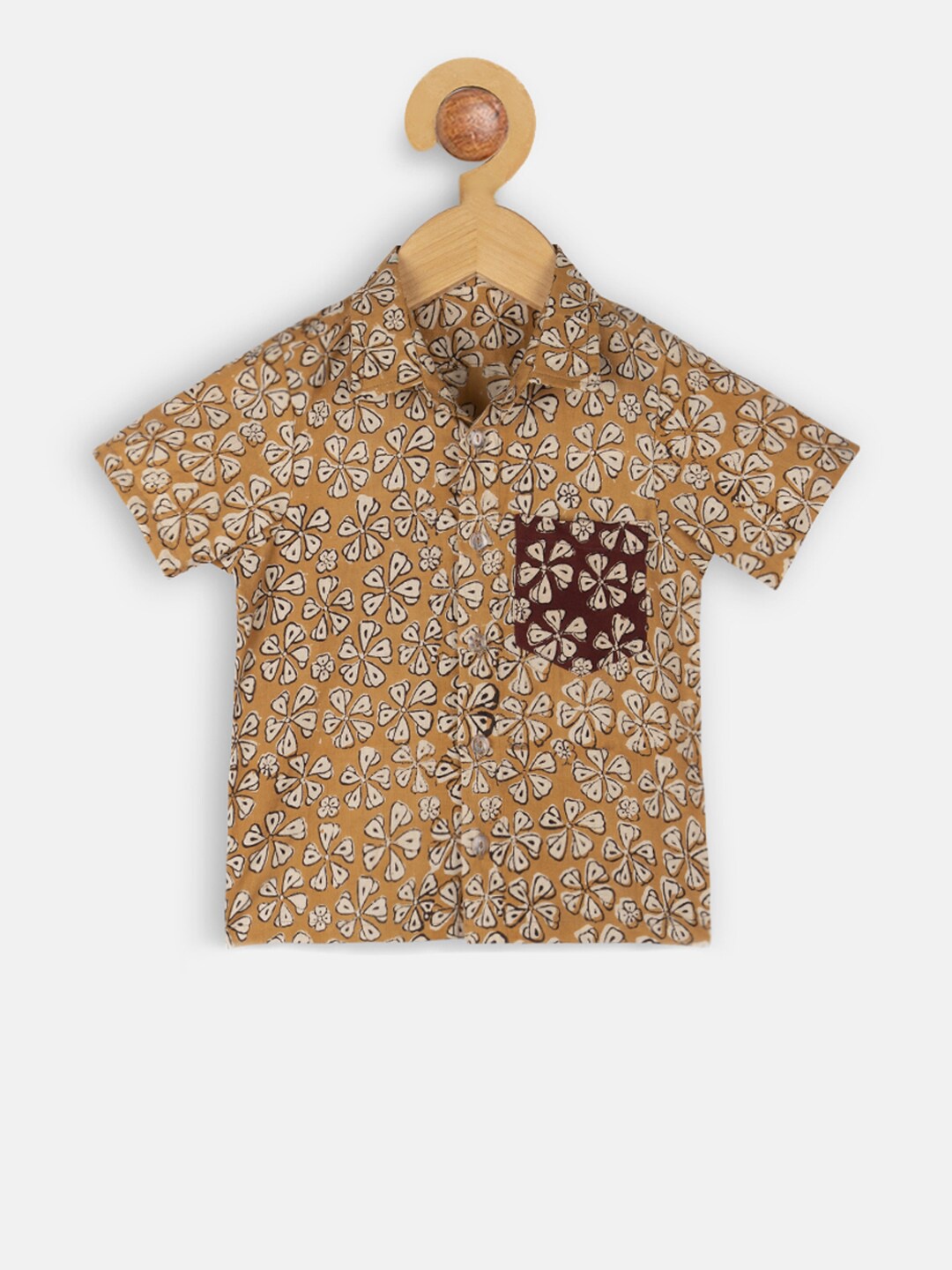 

charkhee Boys Smart Opaque Floral Printed Cotton Casual Shirt, Mustard