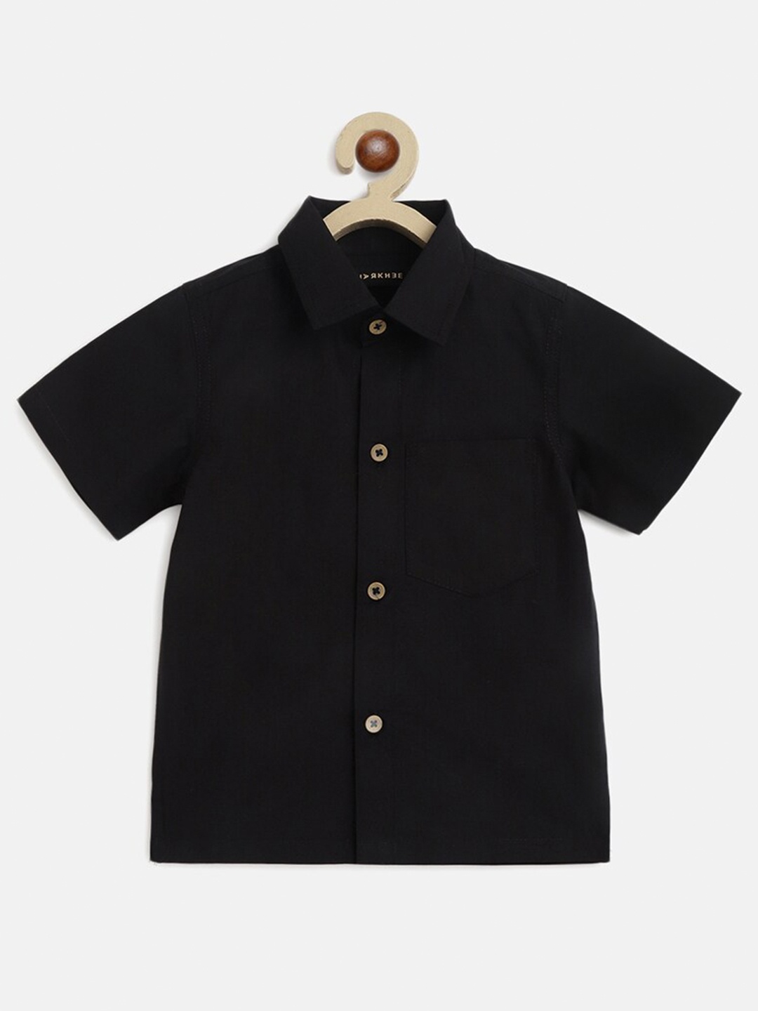 

charkhee Boys Smart Opaque Semiformal Cotton Shirt, Black