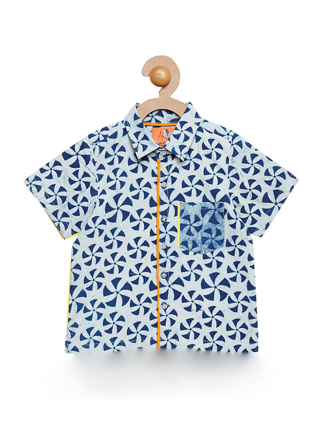 

charkhee Boys Smart Opaque Floral Printed Cotton Semiformal Shirt, Blue