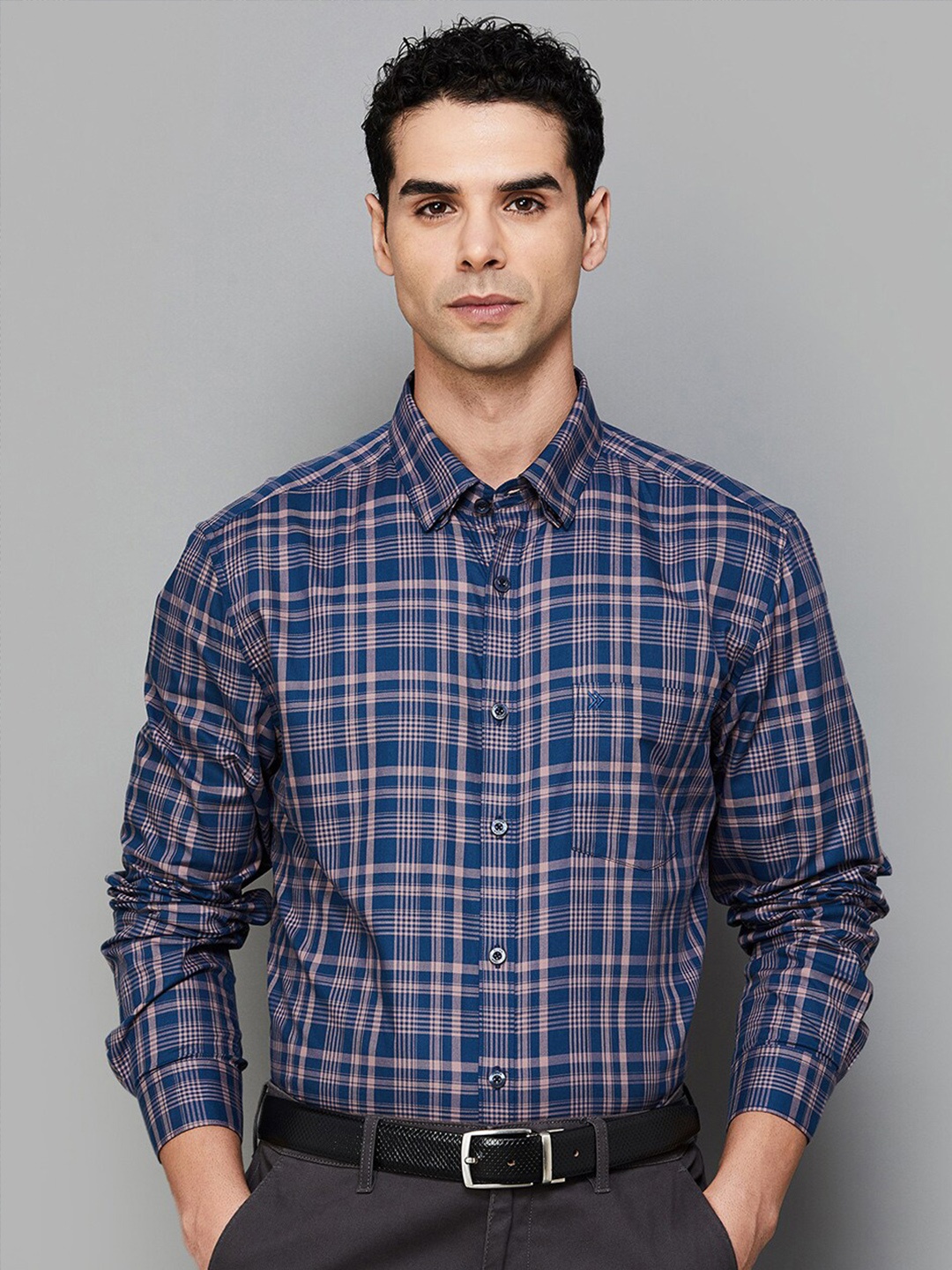 

CODE by Lifestyle Button-Down Collar Tartan Checks Cotton Slim Fit Opaque Casual Shirt, Teal