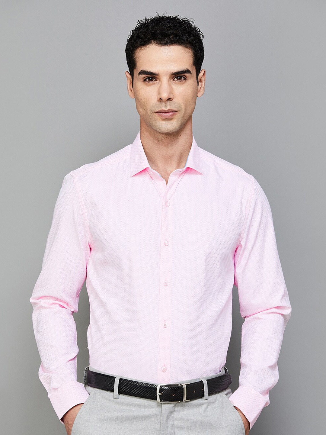 

CODE by Lifestyle Spread Collar Slim Fit Cotton Formal Shirt, Pink