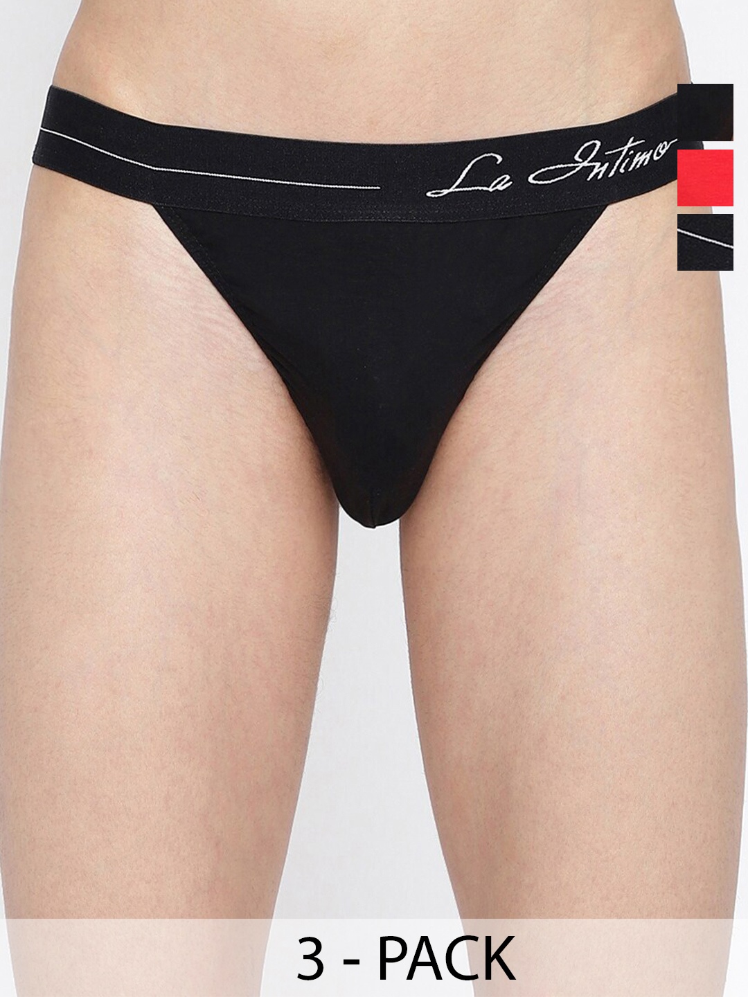 

La Intimo Pack Of 3 Anti Microbial Thong Briefs LITH010C, Black
