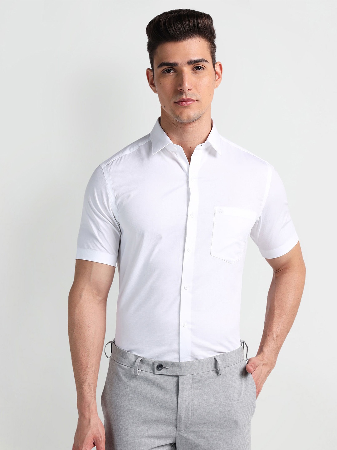 

Arrow Self Design Cotton Short Sleeve Shirt, White