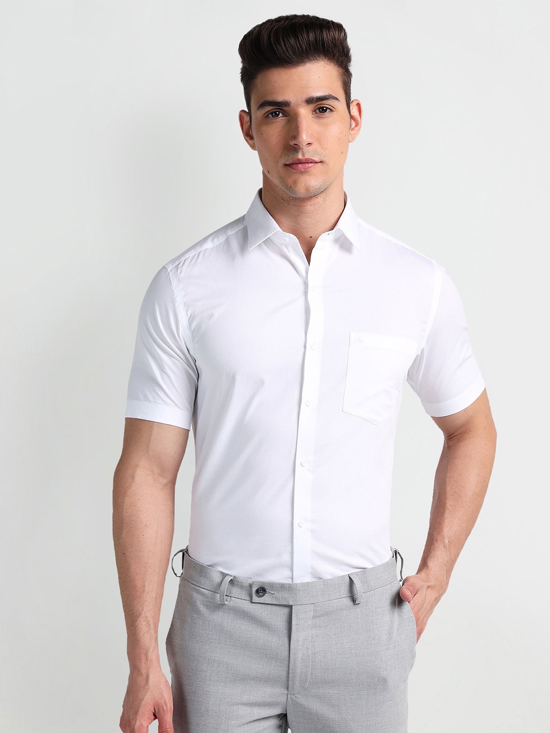 

Arrow Self Design Cotton Short Sleeve Formal Shirt, White