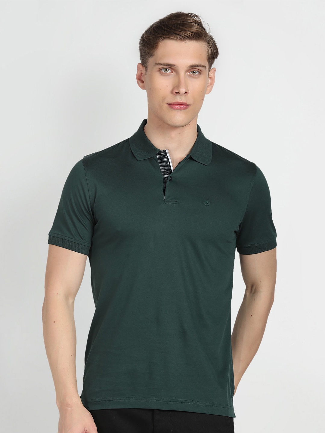 

Arrow Polo Collar Pockets Short Sleeves Cotton Casual T-shirt, Green