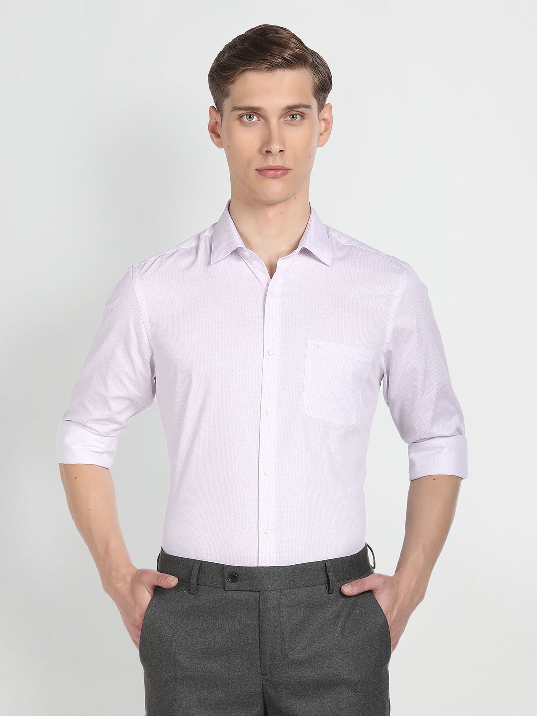 

Arrow Geometric Printed Cotton Formal Shirt, Purple