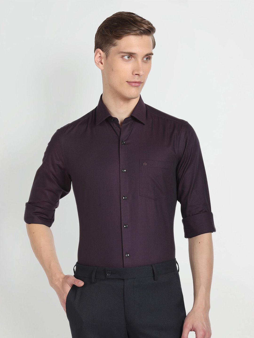 

Arrow Slim Fit Long Sleeves Cotton Formal Shirt, Purple