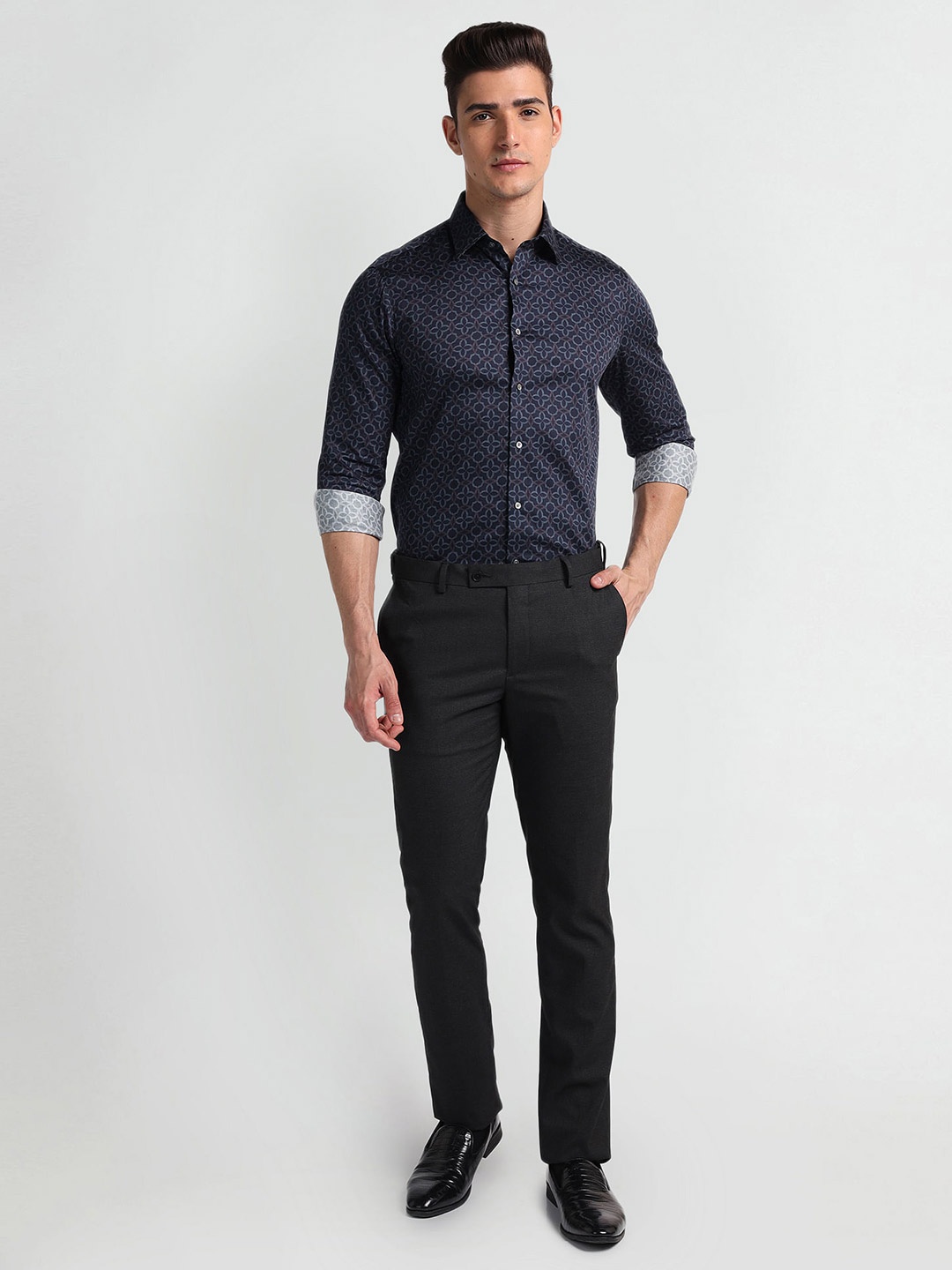 

Arrow Regular Fit Geometric Printed Cotton 1851 Formal Shirt, Blue