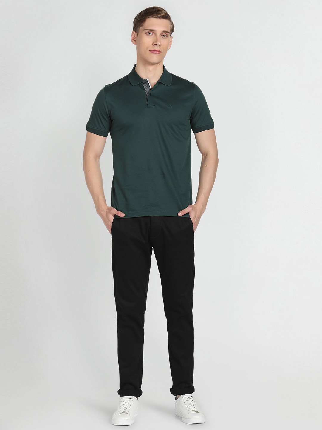 

Arrow Regular Fit Solid Cotton Polo T-shirt, Green