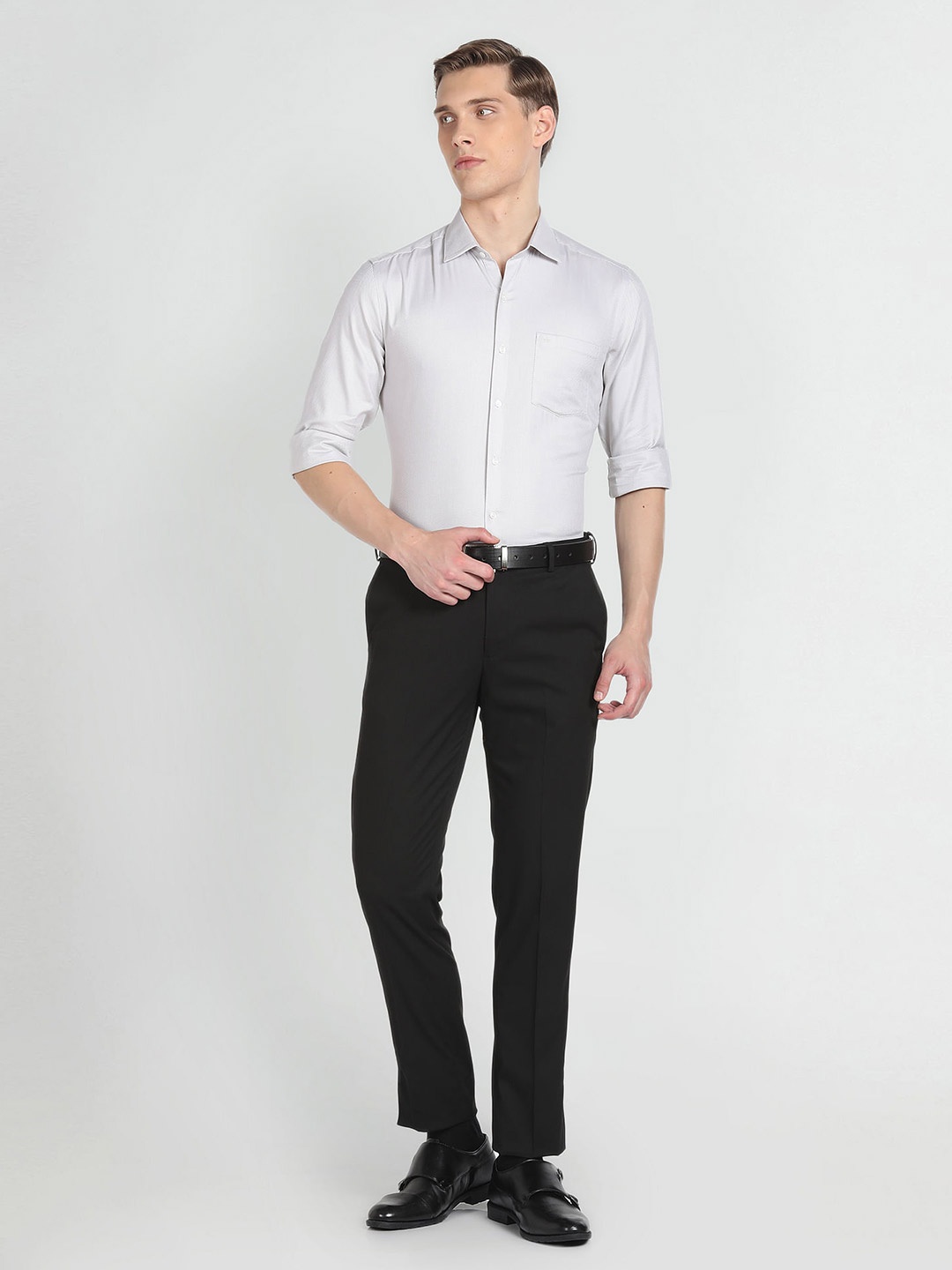 

Arrow Slim Fit Cotton Dobby Formal Shirt, Grey