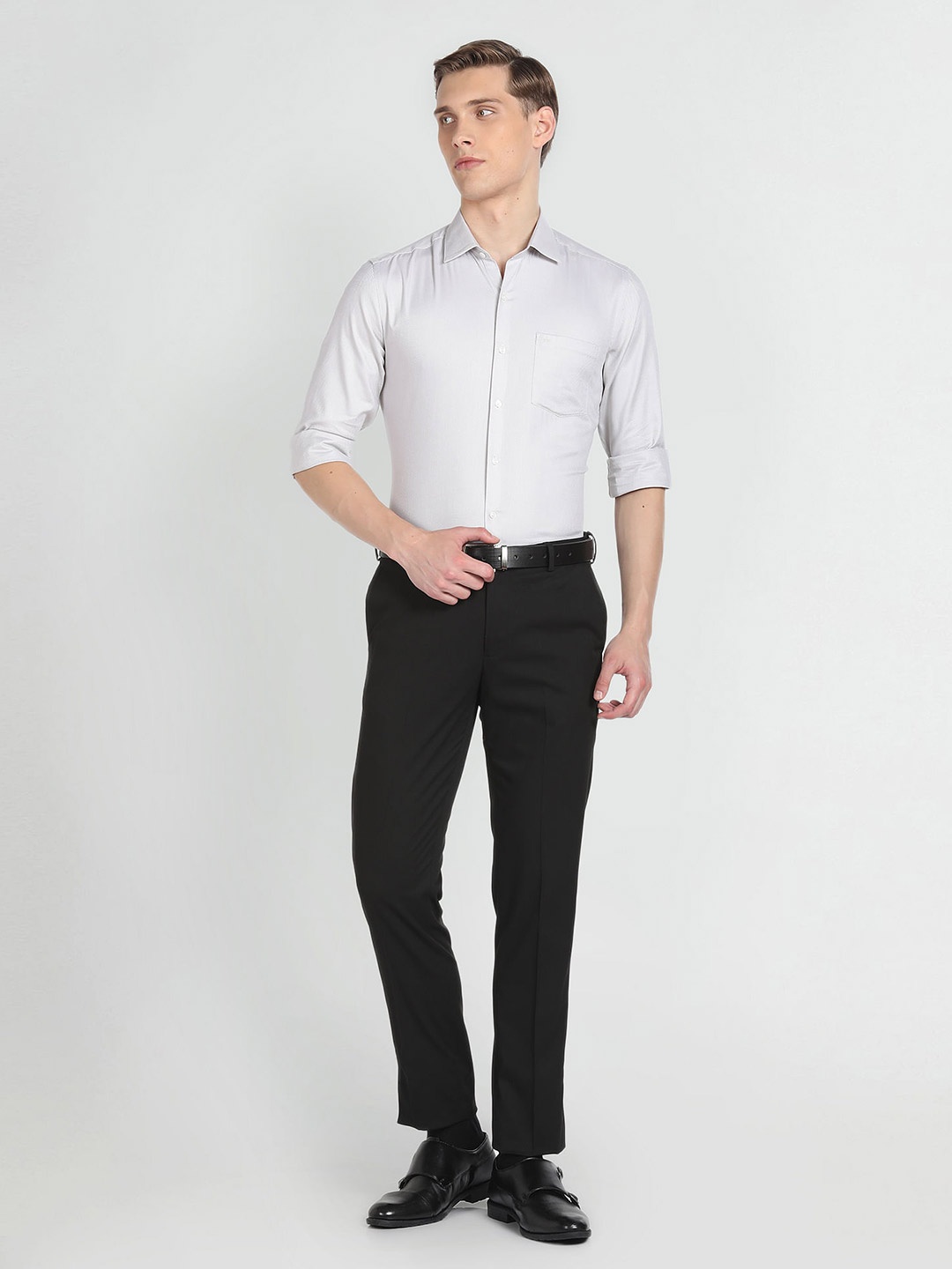 

Arrow Slim Fit Cotton Dobby Formal Shirt, Grey
