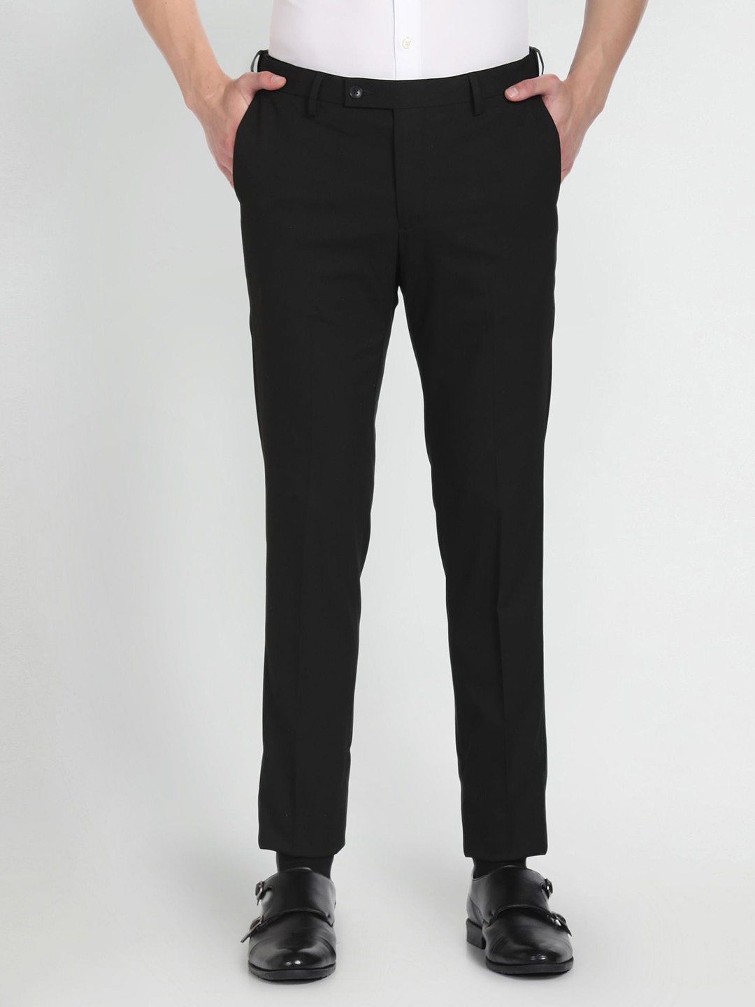 

Arrow Men Mid-Rise Formal Trousers, Black