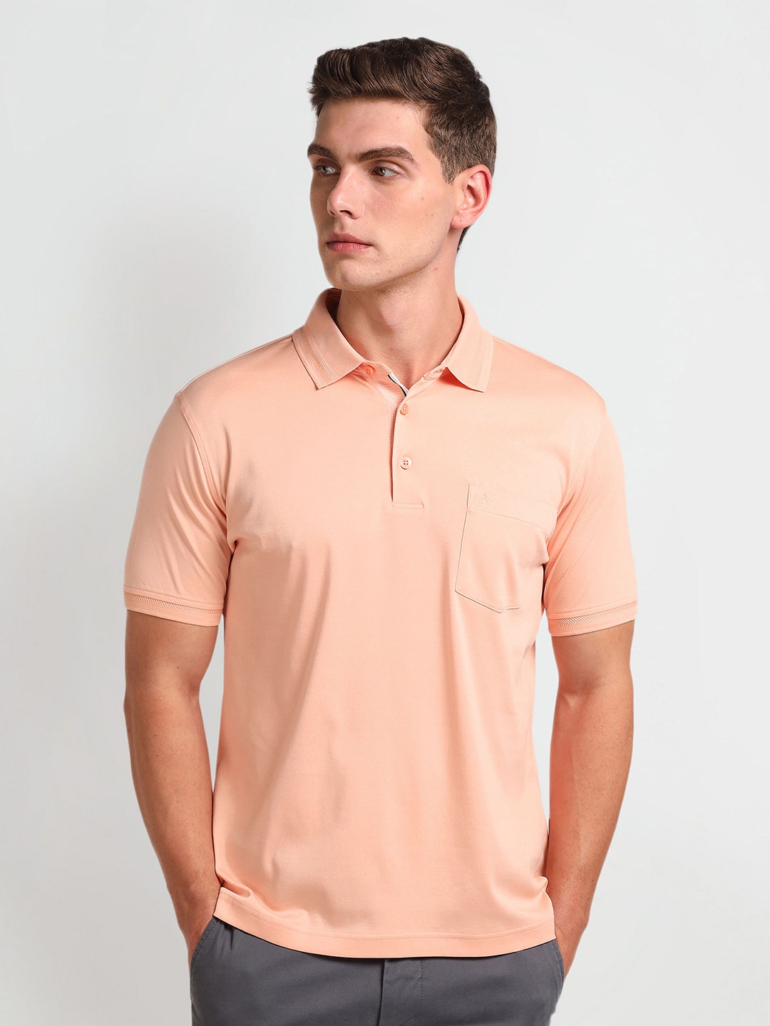 

Arrow Regular Fit Solid Cotton Polo T-shirt, Orange