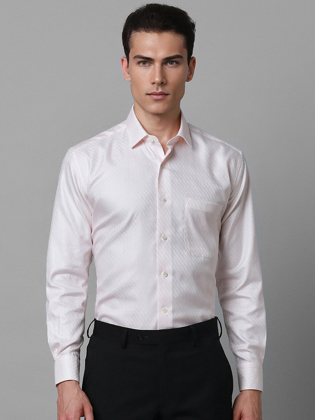 

Luxure by Louis Philippe Striped Cotton Classic Fit Opaque Formal Shirt, Pink
