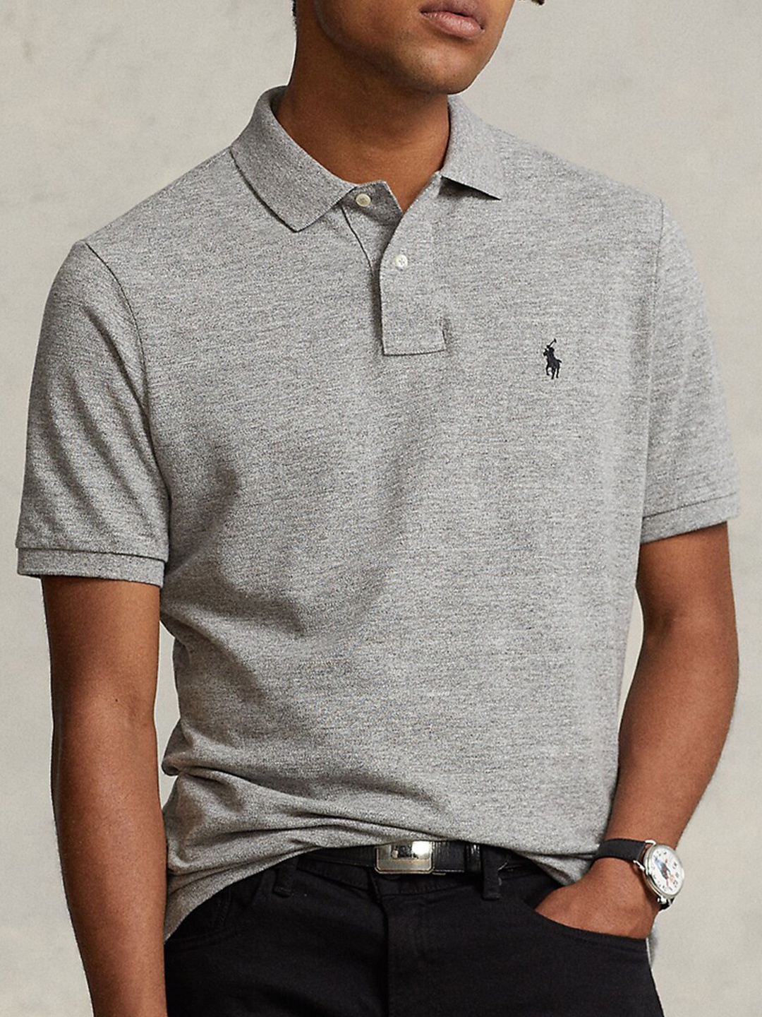 

Polo Ralph Lauren Slim Fit Polo Collar Short Sleeves Cotton Tshirts, Grey