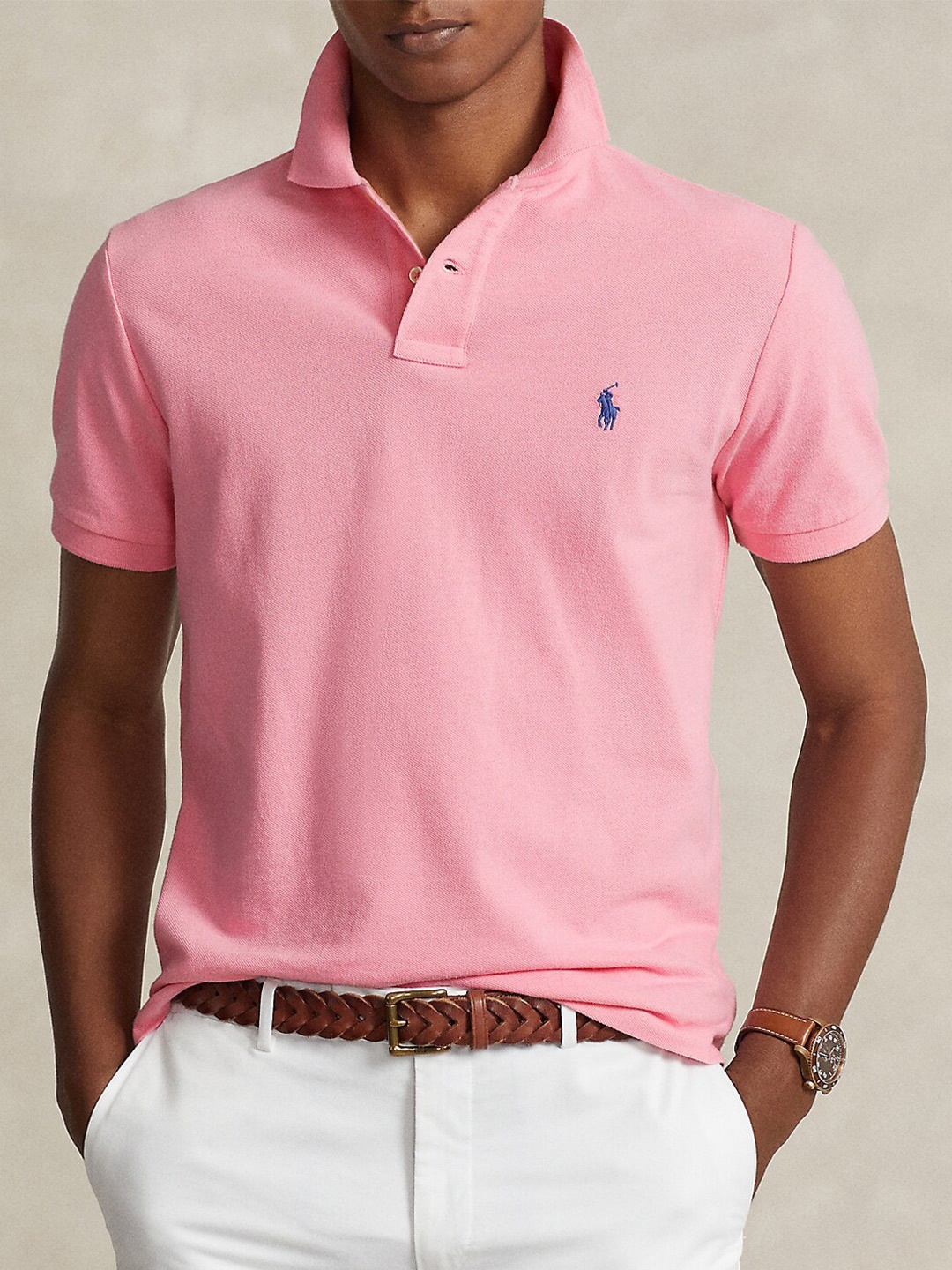 

Polo Ralph Lauren Polo Collar Cotton Slim-Fit T-shirt, Pink