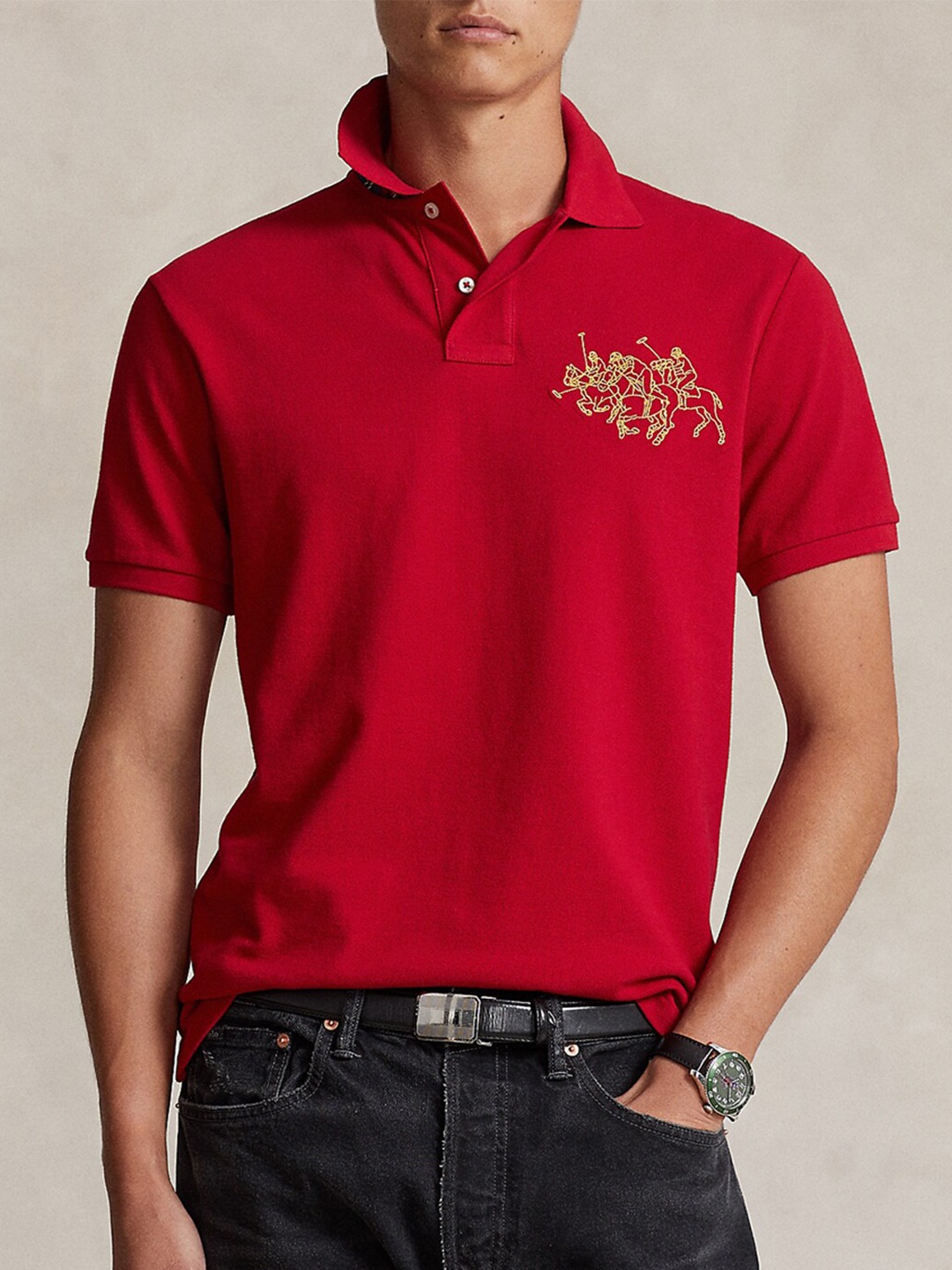 

Polo Ralph Lauren Polo Collar Cotton Slim-Fit T-shirt, Red