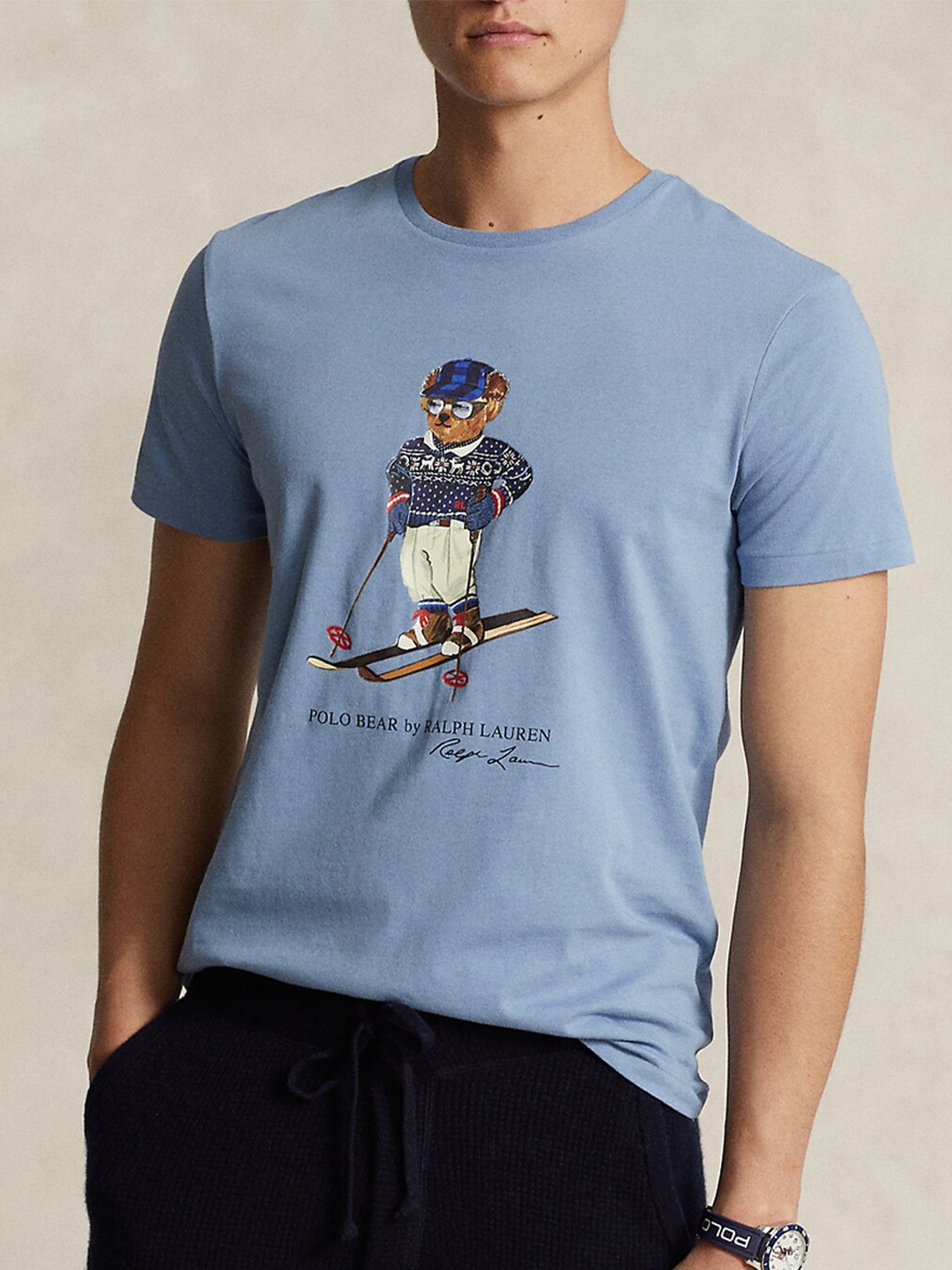 

Polo Ralph Lauren Graphic Printed Slim Fit Cotton T-Shirt, Blue