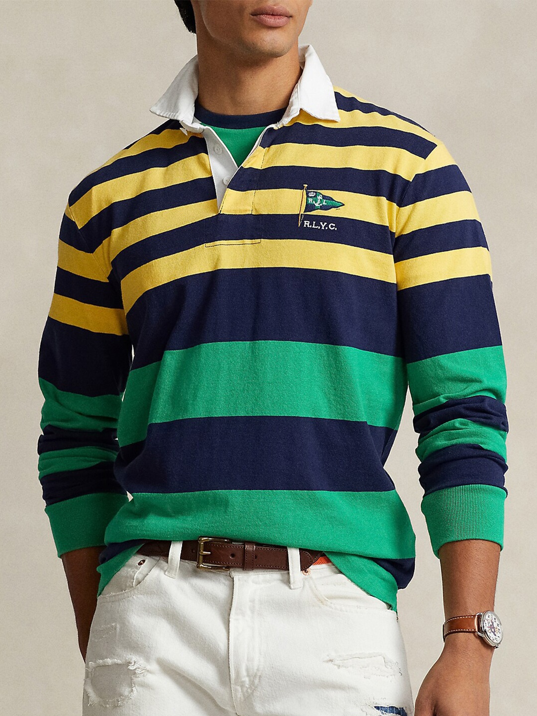 

Polo Ralph Lauren Classic Fit Striped Cotton Jersey Rugby Tshirts, Yellow