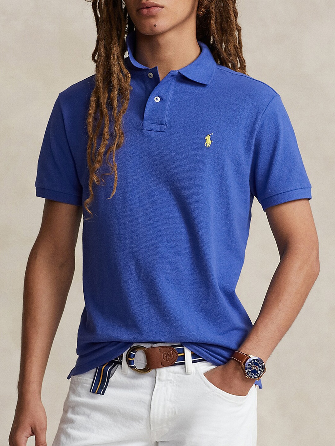 

Polo Ralph Lauren Polo Collar Cotton Slim-Fit T-shirt, Blue