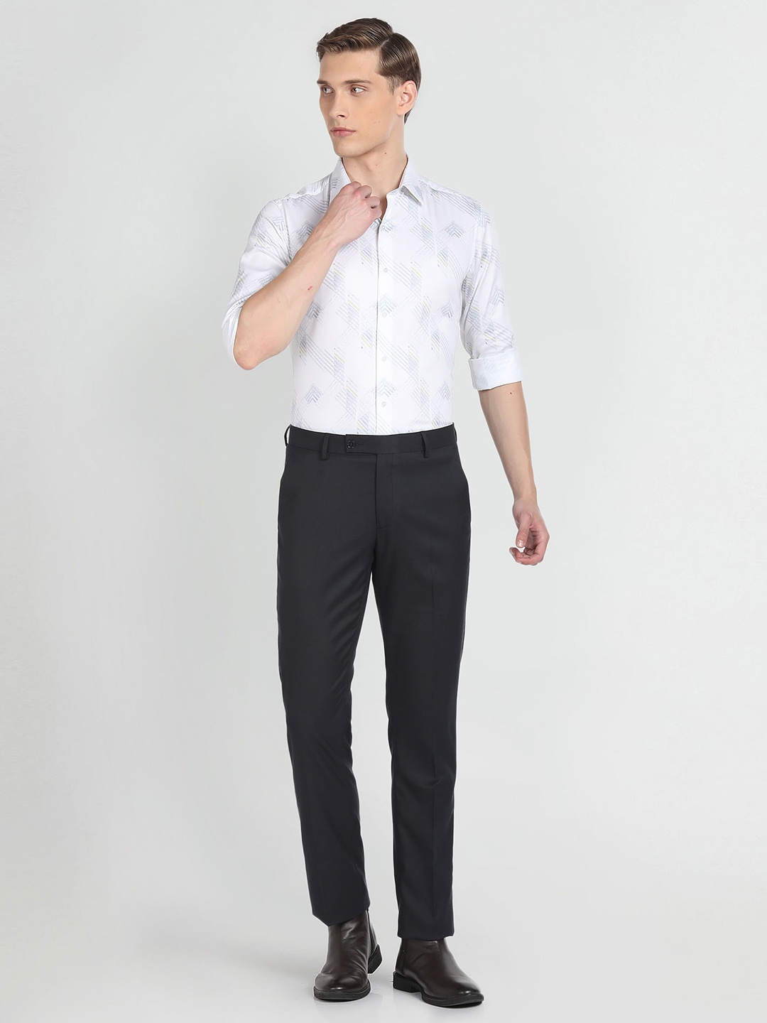 

Arrow New York Printed Slim Fit Opaque Cotton Formal Shirt, White
