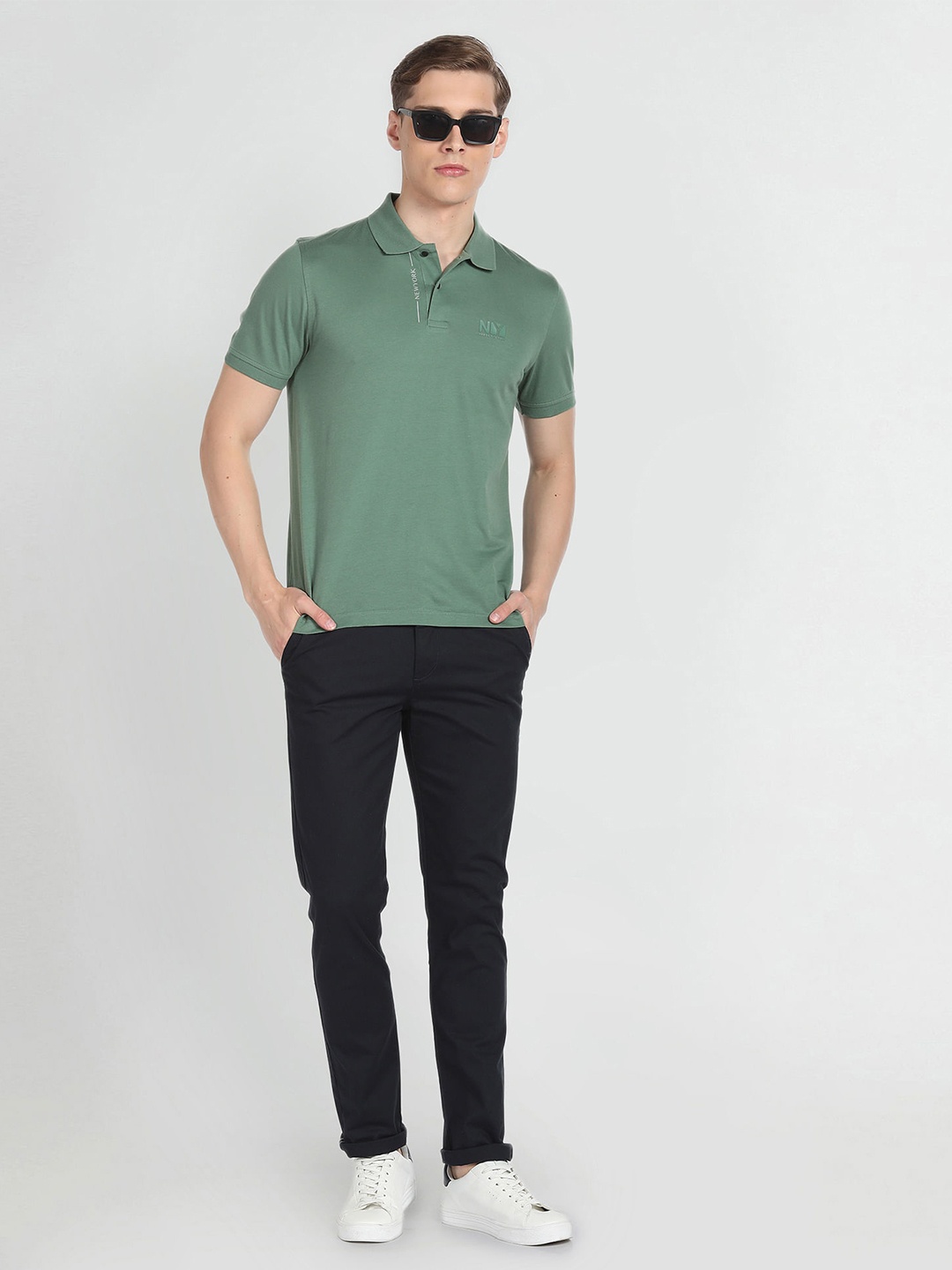 

Arrow New York Regular Fit Solid Cotton Polo T-shirt, Green