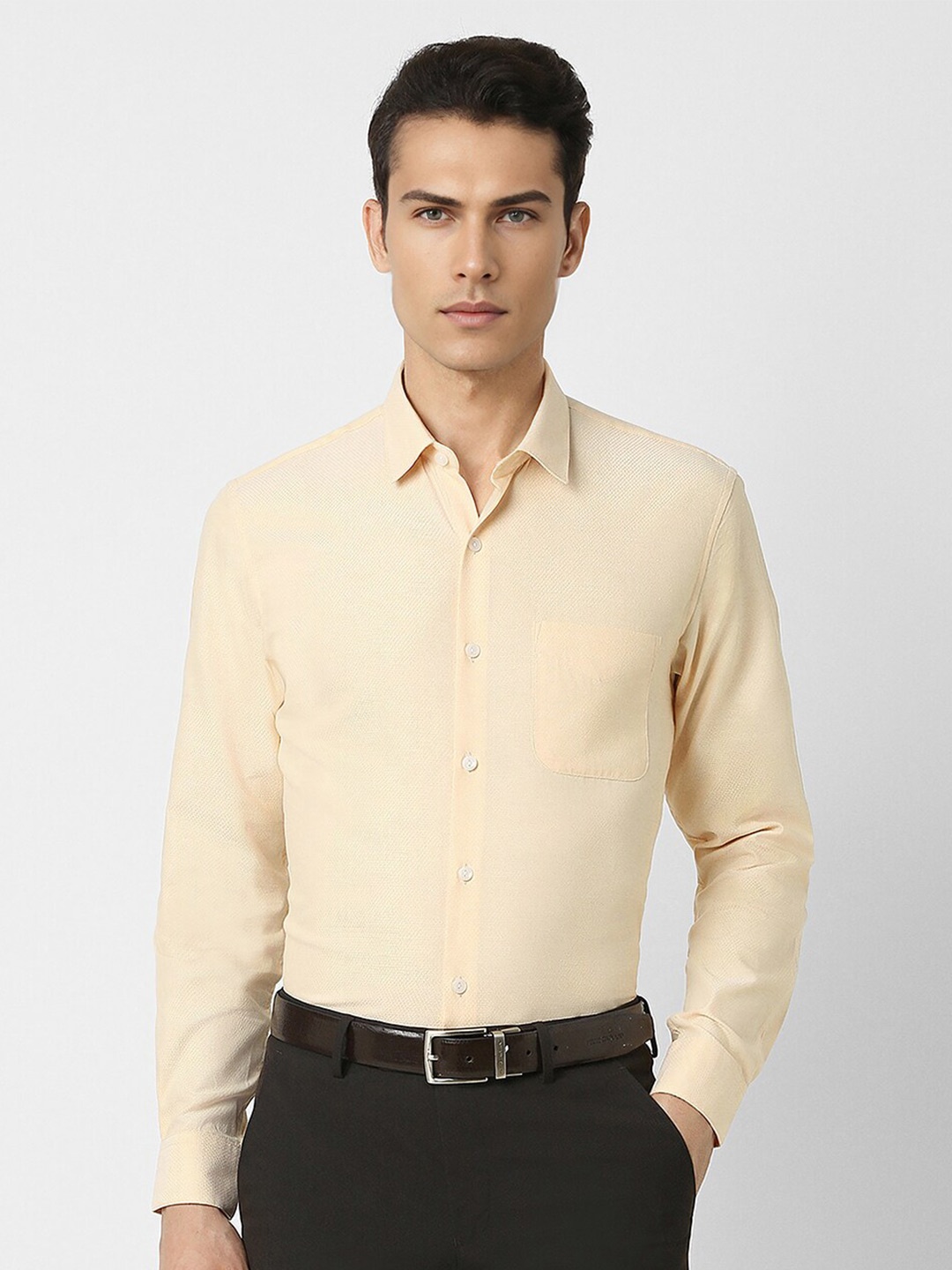 

Peter England Cotton Slim Fit Opaque Formal Shirt, Yellow