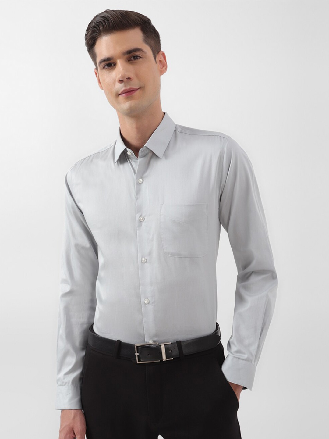

Peter England Spread Collar Slim Fit Cotton Formal Shirt, Grey