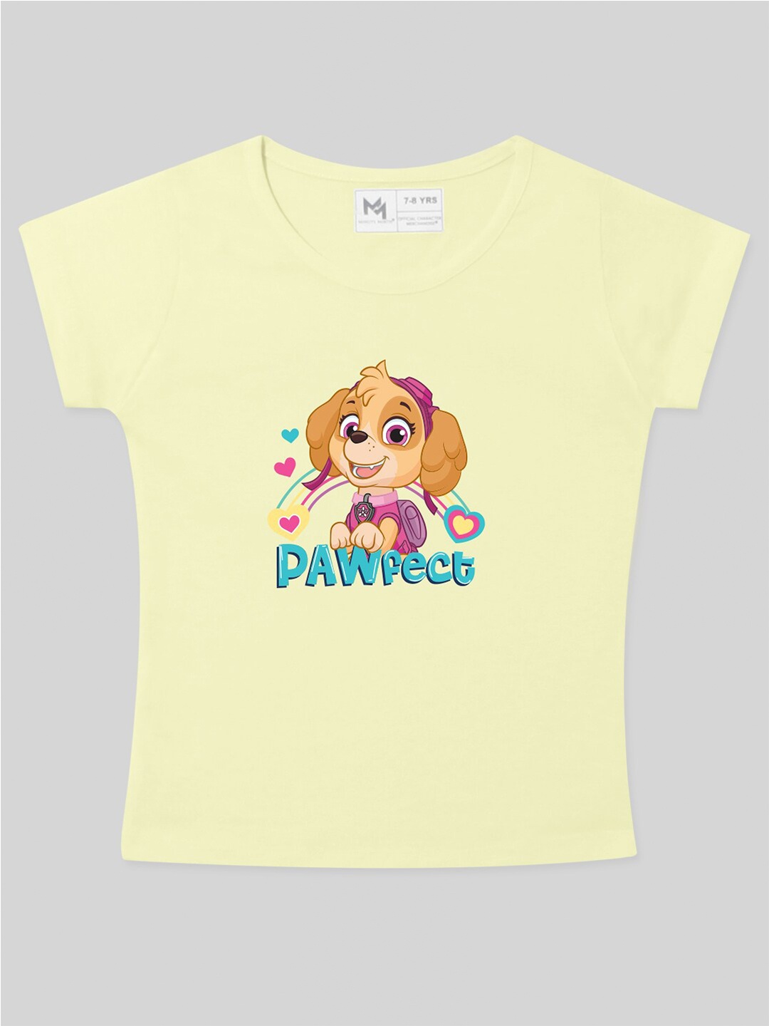

Minute Mirth Girls Graphic Printed Round Neck Pure Cotton T-shirt, Yellow