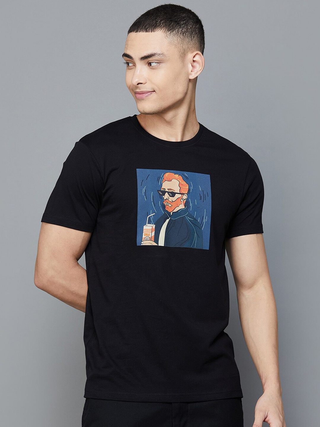 Fame Forever by Lifestyle Graphic Printed Cotton T-shirt, Black
