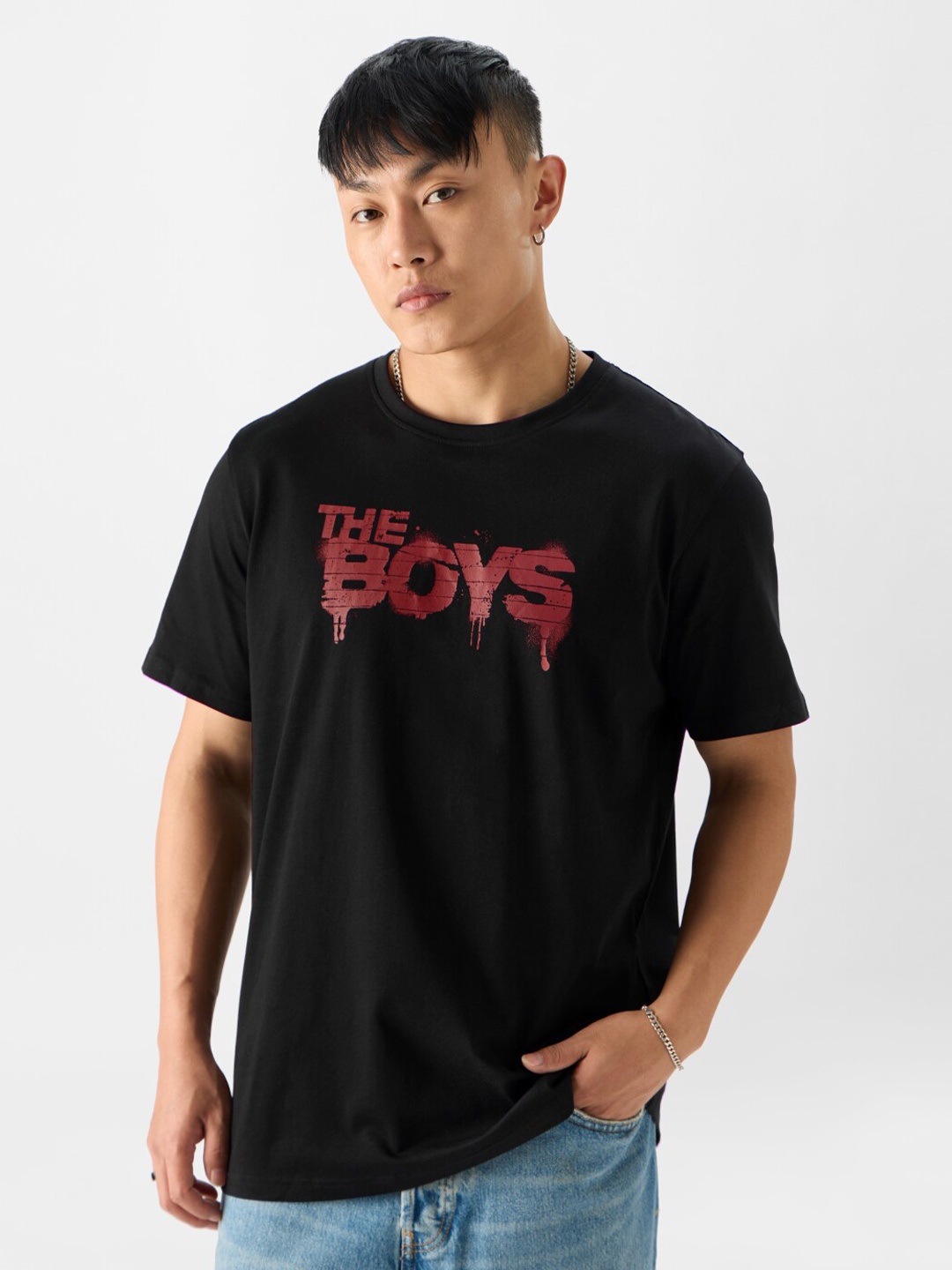 

The Souled Store Typography Printed Cotton T-shirt, Black