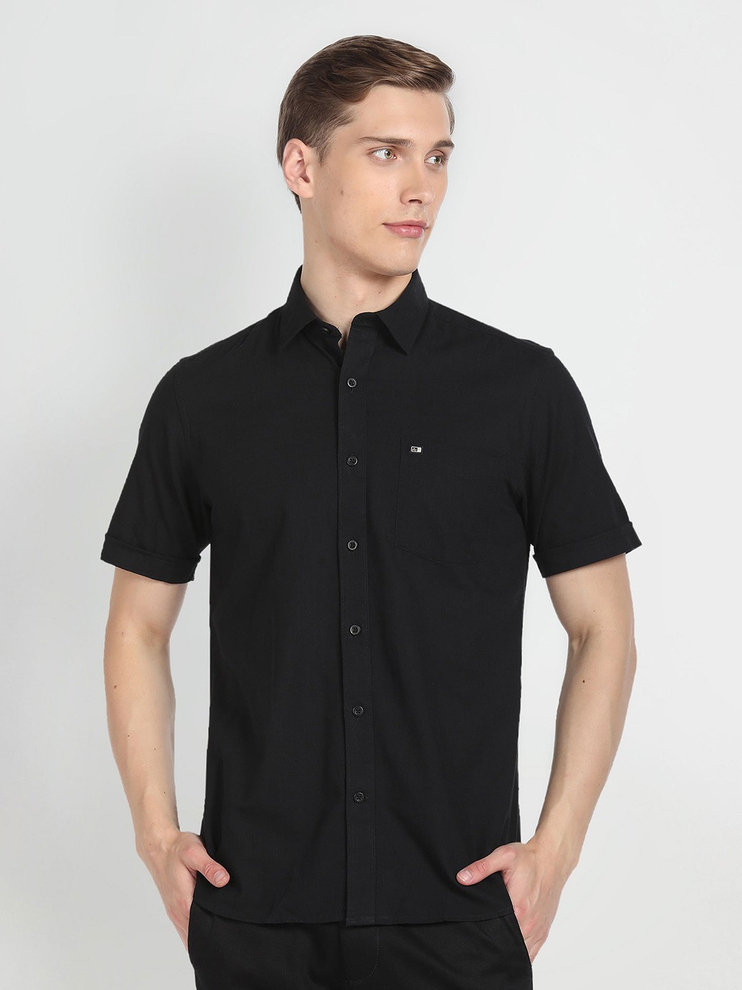 

Arrow Sport Spread Collar Cotton Casual Shirt, Black