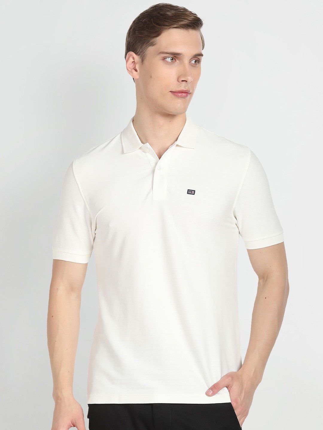 

Arrow Sport Polo Collar Short Sleeves Cotton T-shirt, White
