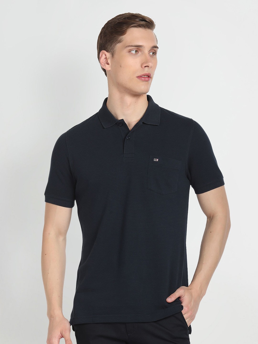 

Arrow Sport Polo Collar Cotton Regular Fit Knitted T-shirt, Blue