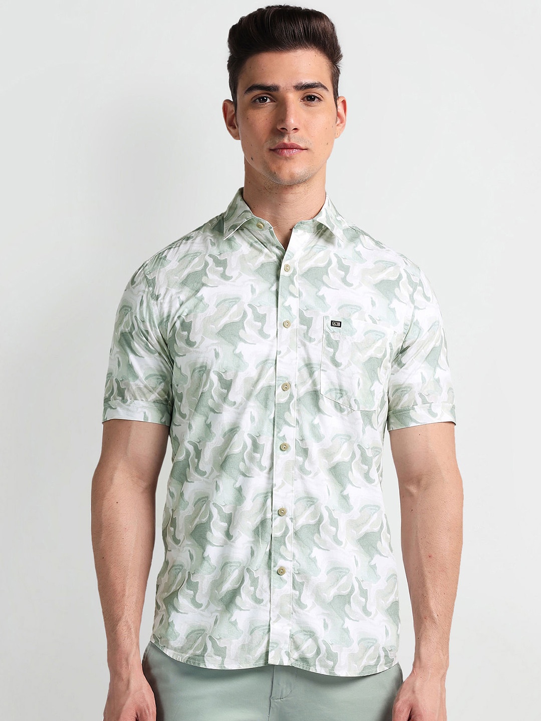 

Arrow Sport Floral Printed Opaque Cotton Casual Shirt, Green