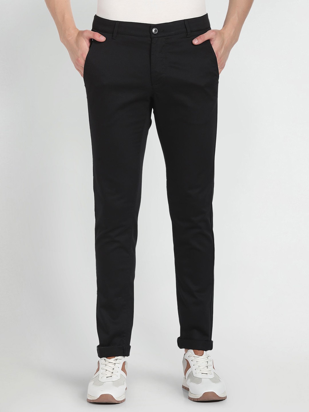 

Arrow Sport Men Slim Fit Cotton Low-Rise Trouser, Black