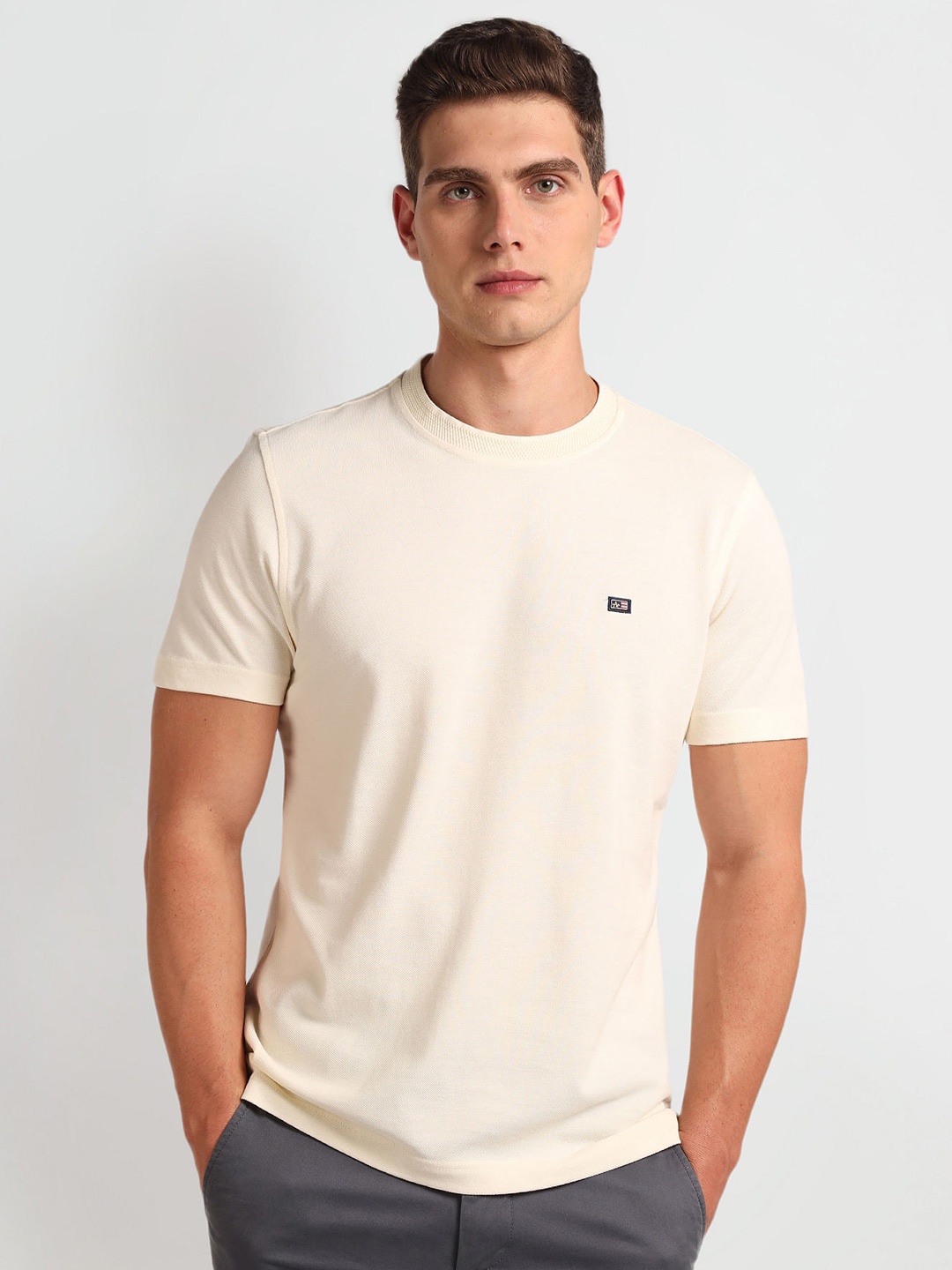 

Arrow Sport Cotton Regular Fit Round Neck Knitted T-shirt, White