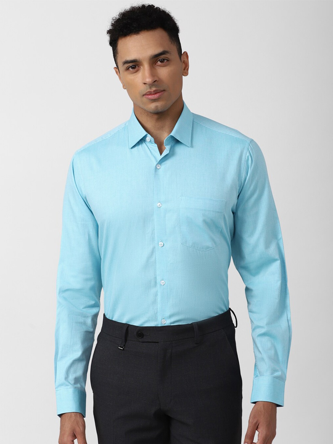 

Van Heusen Textured Pure Cotton Formal Shirt, Blue